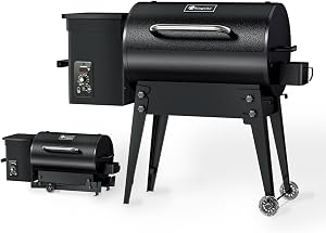 Electric Wood Pellet Grill & Smoker with Foldable Legs, 456 SQ.IN Grill Capacity, 18LB