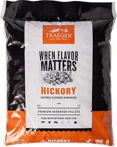 Traeger Grills Hickory 100% All-Natural Wood Pellets for Smokers and Pellet Grills, BBQ, B
